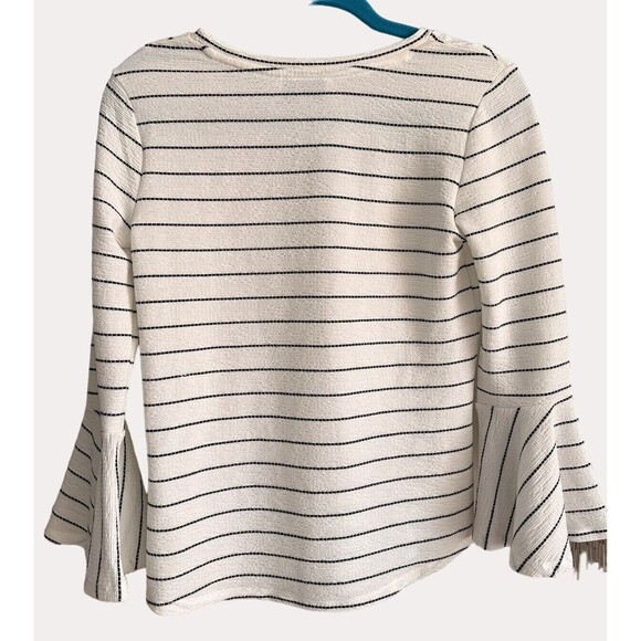 Highline Collective Madewell Bell Sleeve Striped Knit Top Blouse White Black S - Picture 4 of 5